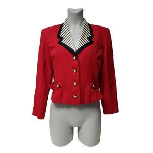 90s Petite Perceptions by Irene B red button front cropped jacket . size 12
